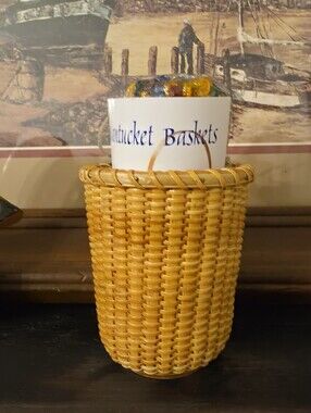 Vintage 3" Basketville Nantucket Lightship Basket Toothpick Holder New Old Stock